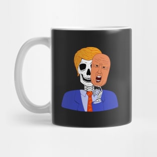 Halloween Skeleton with Scary Trump Mask Mug